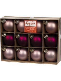 Набор шаров подвесных Розовые оттенкистекло,наб.12шт  4x4x4см,88040 (НГ)