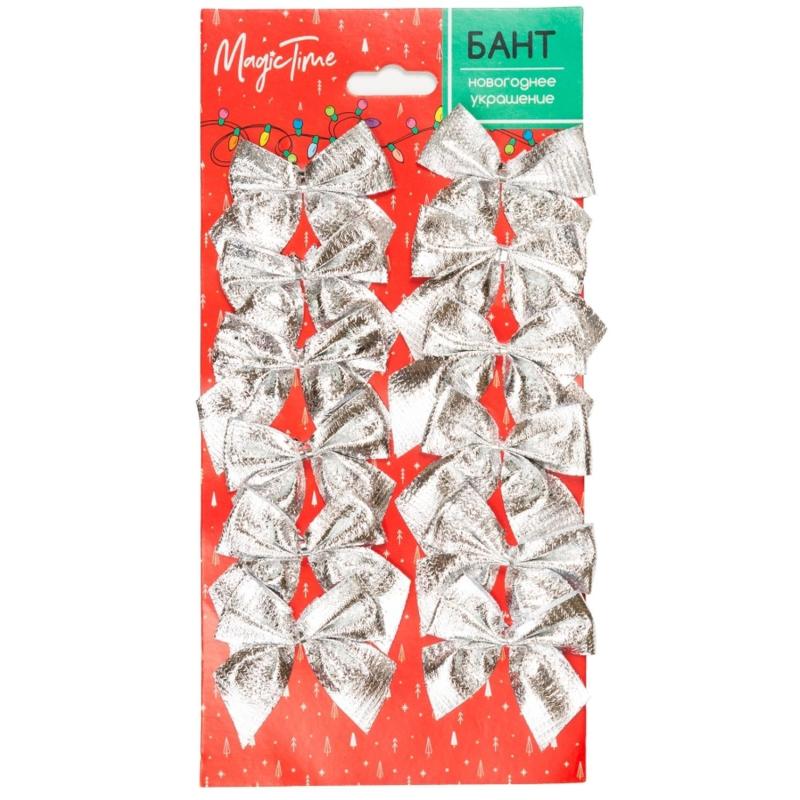 Бант новогодний из полиэстера, наб.12 шт / 5х5x0,01см арт.93279