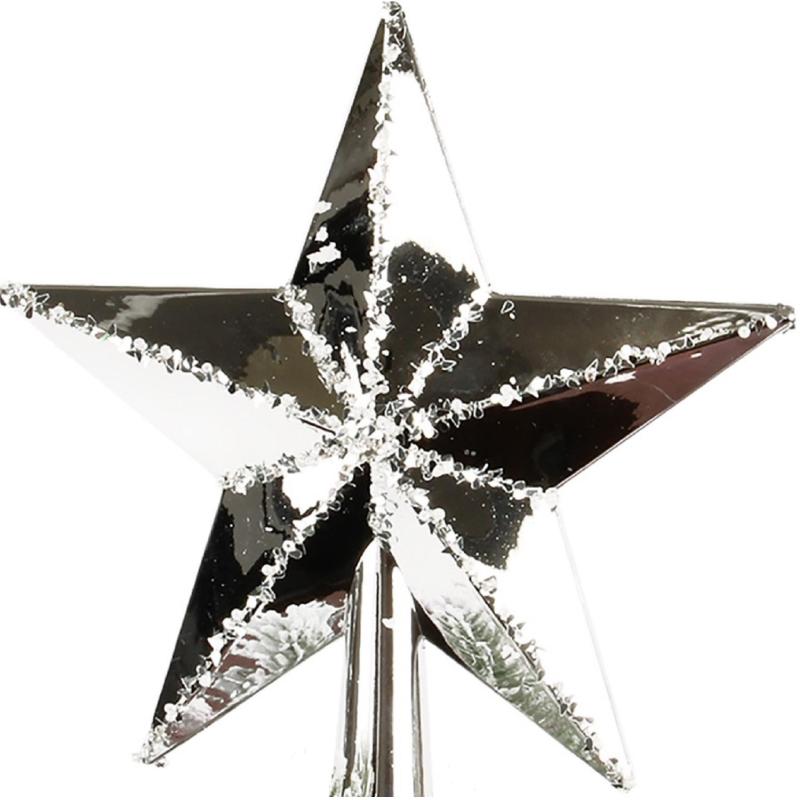 Верхушка Наконечник на елку Звезда 20см,серебряный, 133625