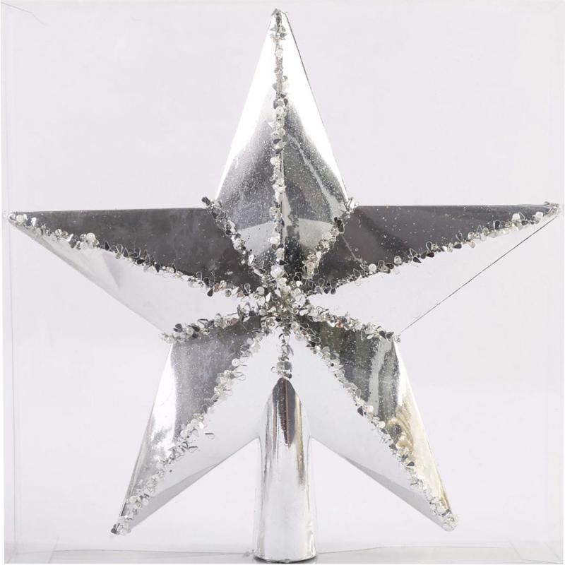 Верхушка Наконечник на елку Звезда 20см,серебряный, 133625