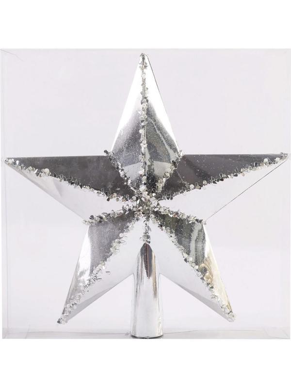 Верхушка Наконечник на елку Звезда 20см,серебряный, 133625