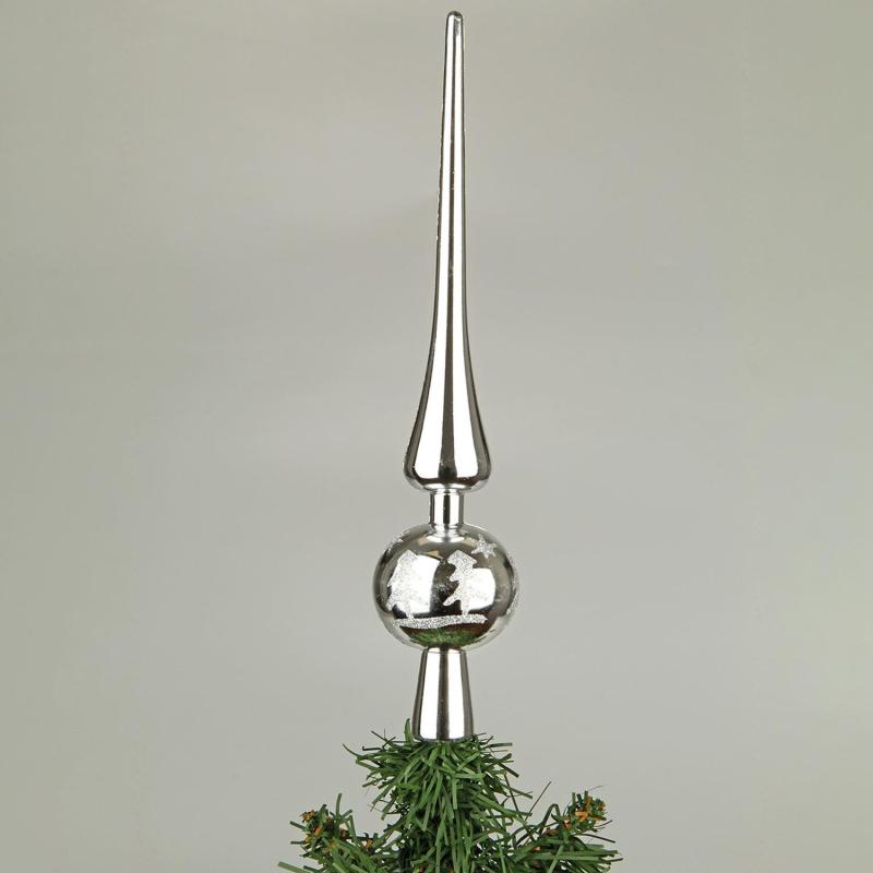 Верхушка Наконечник на елку 28 см, цвет серебряный, 1 шт/ПВХ кор, 130352