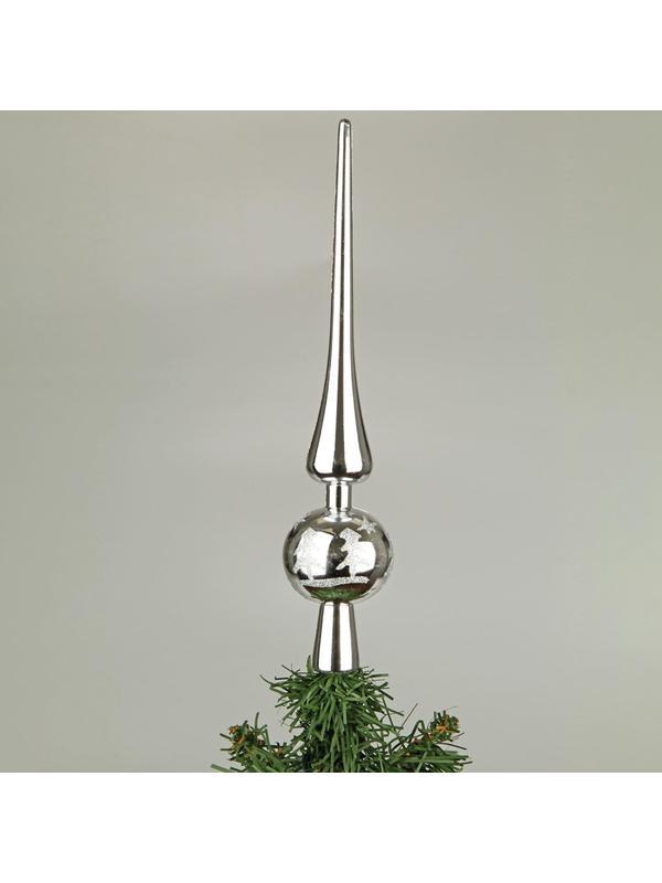 Верхушка Наконечник на елку 28 см, цвет серебряный, 1 шт/ПВХ кор, 130352