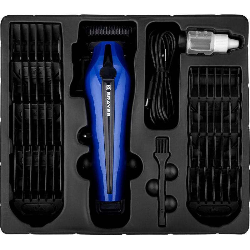 Машинка для стрижки BRAYER 3404BR, лит. бат.1x2500 мАч,сталь.лезв,8 насадок