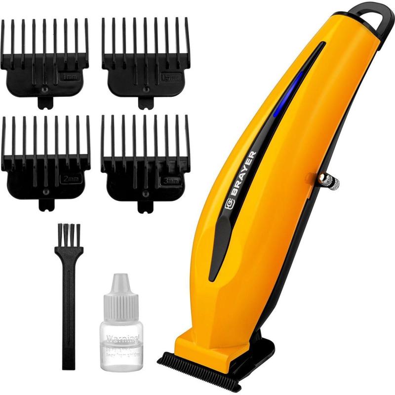 Машинка для стрижки BRAYER 3405BR, лит.бат.1x2000 мАч,сталь.лезв,4 насадки