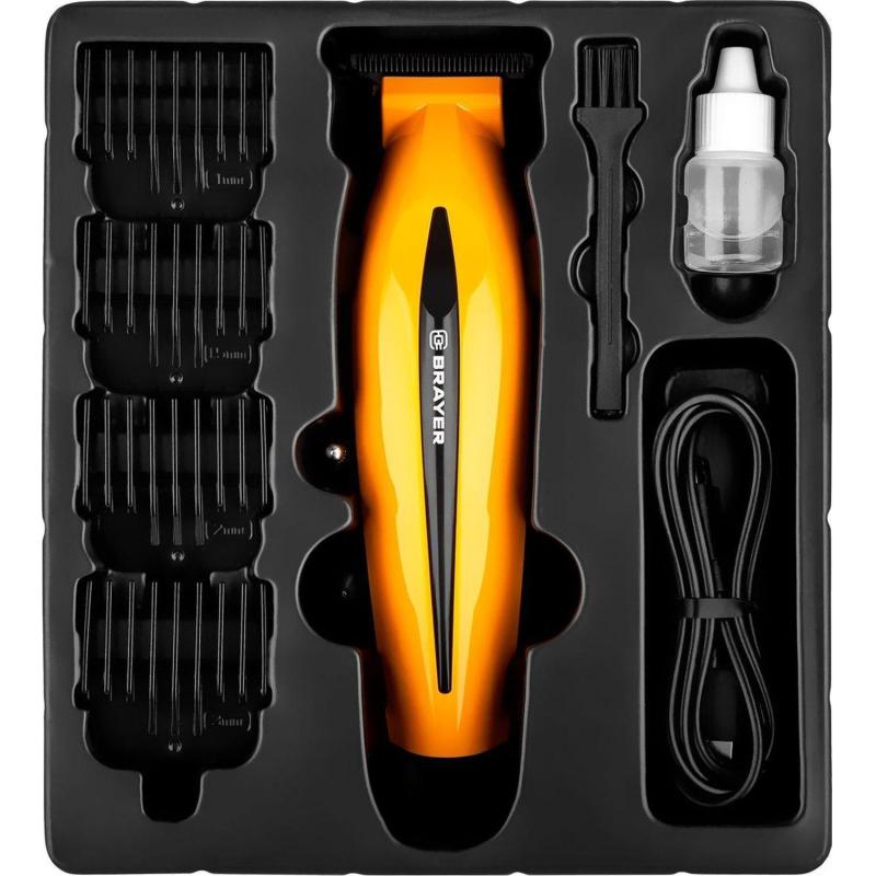 Машинка для стрижки BRAYER 3405BR, лит.бат.1x2000 мАч,сталь.лезв,4 насадки