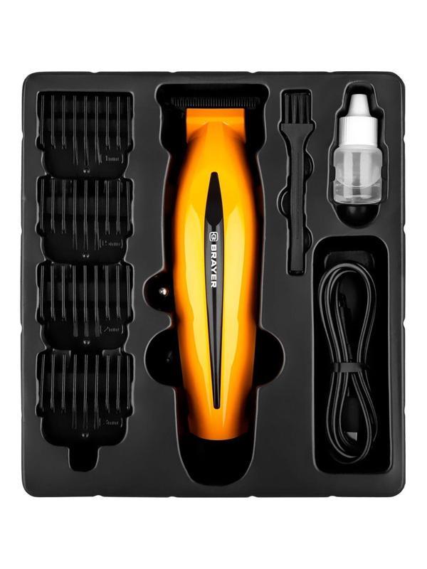 Машинка для стрижки BRAYER 3405BR, лит.бат.1x2000 мАч,сталь.лезв,4 насадки