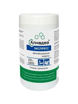 Салфетки Алмадез-Экспресс, влажные, 100 салфеток(17x14.5) в банке,спиртовые