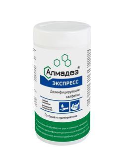 Салфетки Алмадез-Экспресс, влажные, 60 салфеток (14x18), в банке,спиртовые