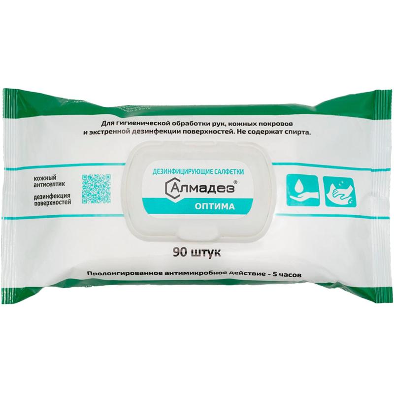 Салфетки Алмадез-Оптима, влажные, 90 салфеток (16x13.5), флоупак, бесспирт
