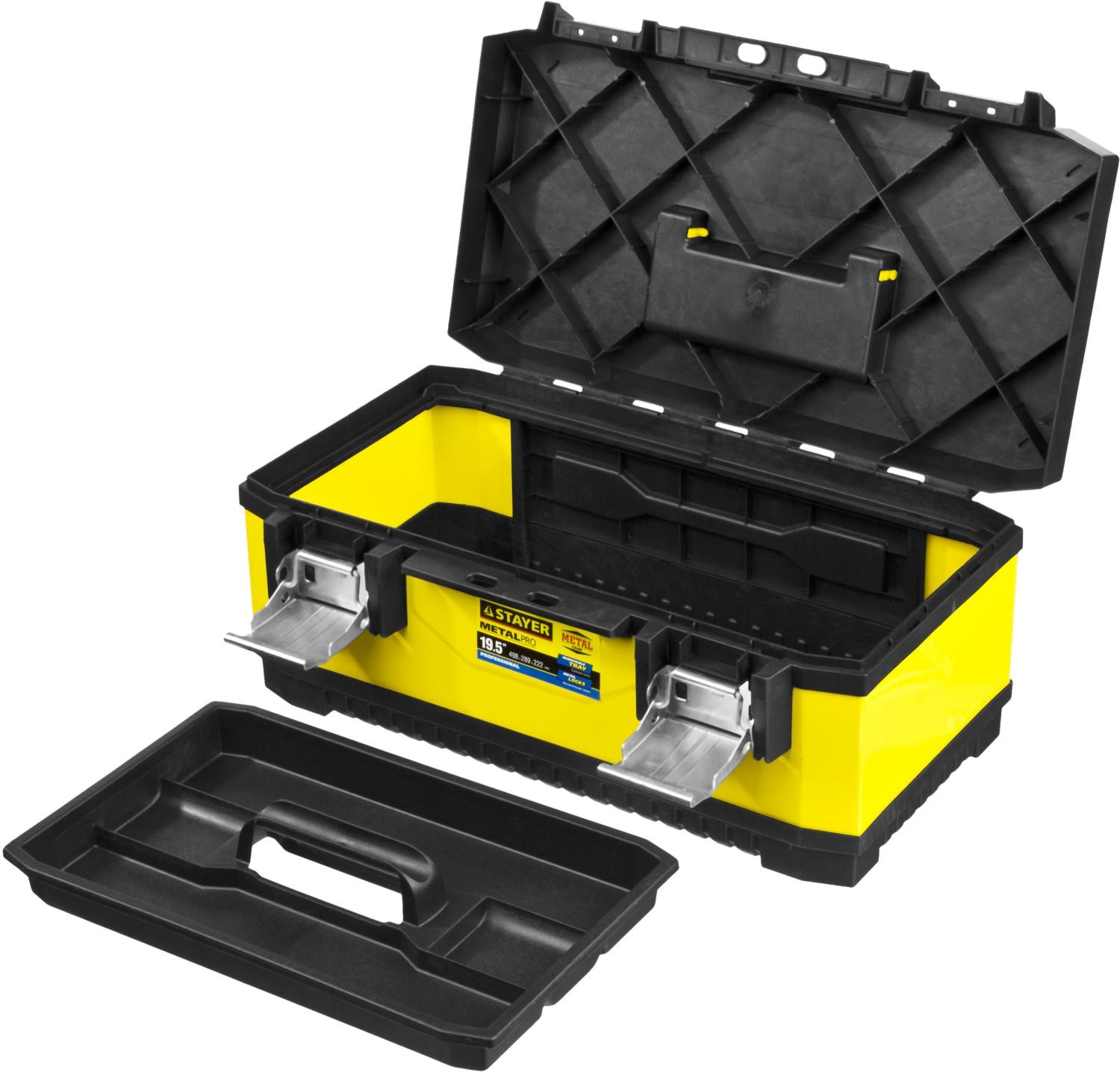 STAYER METALPRO, 498 х 289 х 222 мм, (19.5″), металлический ящик для инструментов, Professional (2-38011-18)