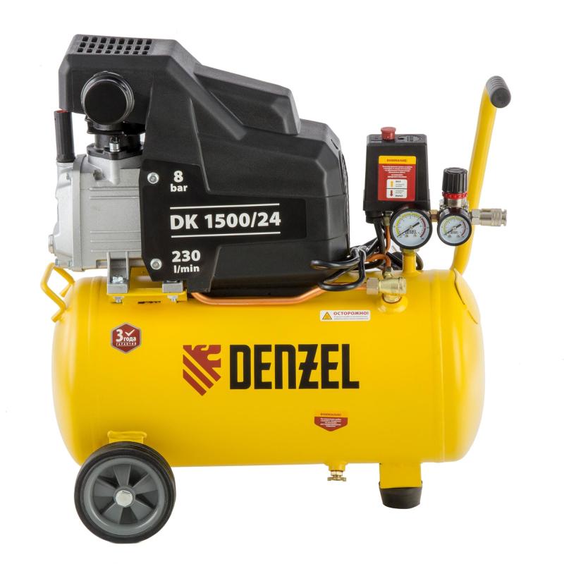 Компрессор поршневой DENZEL DK1500/24, Х-PRO 230 л/мин, 24л (58063)