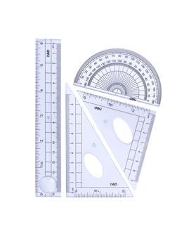 Набор чертежный Deli E9597 малый: лин 15см,угольн 10 и 7см,трансп 8см,прозр
