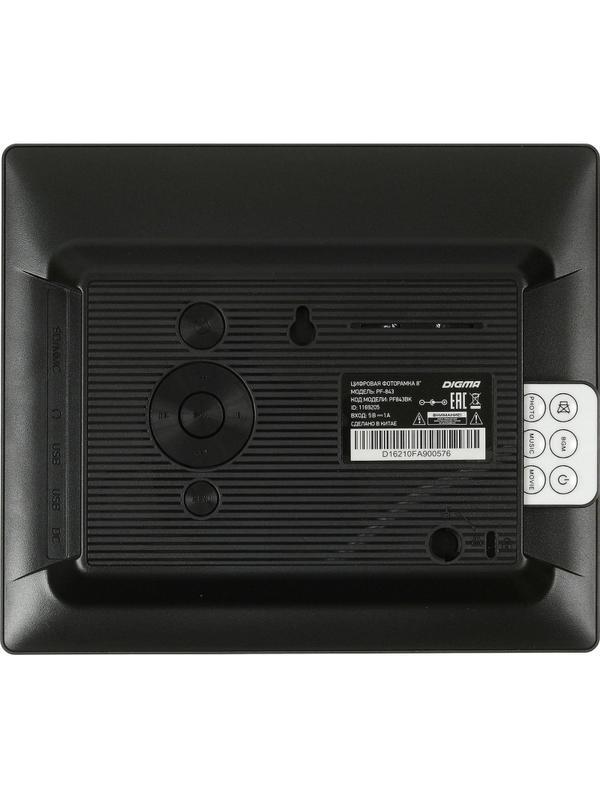 Фоторамка цифровая Digma 8 PF-843 IPS 1024x768 черный пластик ПДУ Видео