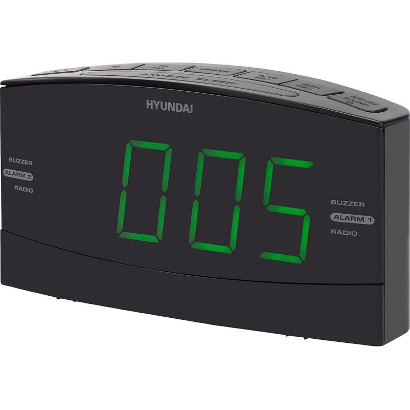 Радиобудильник Hyundai H-RCL238 черный LCD подсв:зеленая часы:цифровые FM