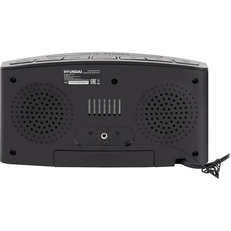 Радиобудильник Hyundai H-RCL238 черный LCD подсв:зеленая часы:цифровые FM