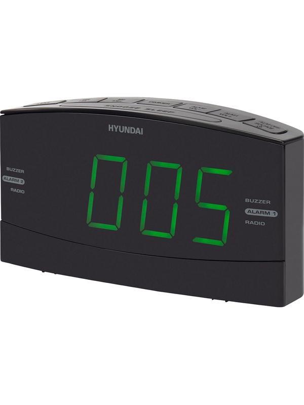 Радиобудильник Hyundai H-RCL238 черный LCD подсв:зеленая часы:цифровые FM