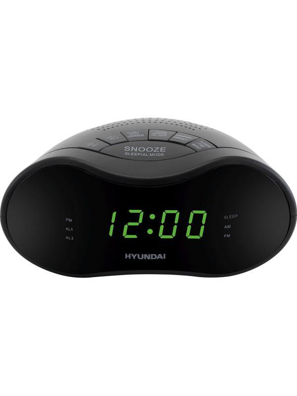 Радиобудильник Hyundai H-RCL200 черный LED подсв:зеленая часы:цифр AM/FM