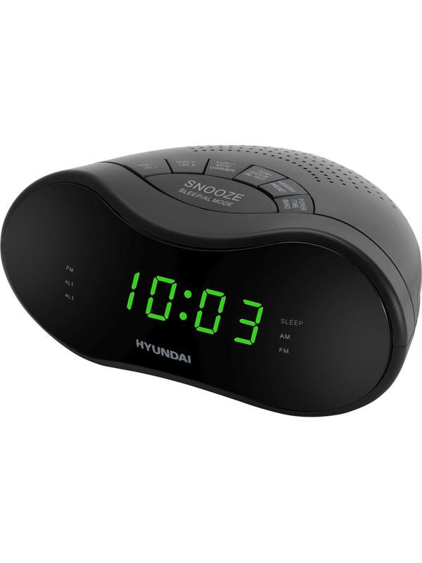 Радиобудильник Hyundai H-RCL200 черный LED подсв:зеленая часы:цифр AM/FM
