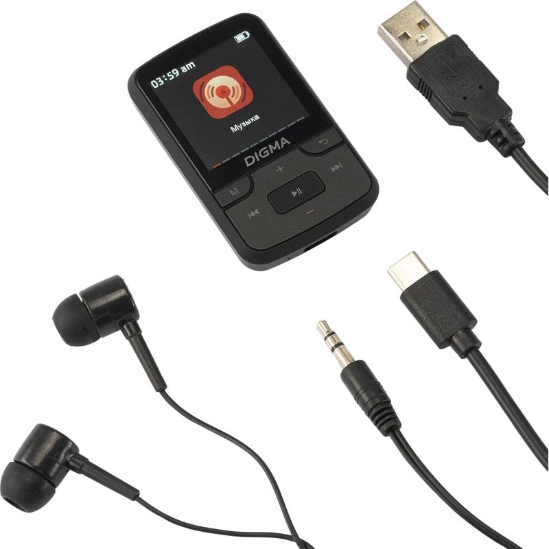 Плеер MP3 Digma Z5, Hi-Fi Flash, BT 16Gb черный/1.54/FM/microSD/microSDHC