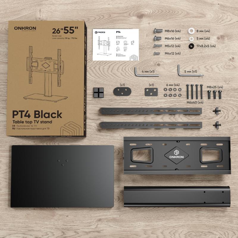 Подставка для ТВ ONKRON PT4  26-55, макс 35кг, черная