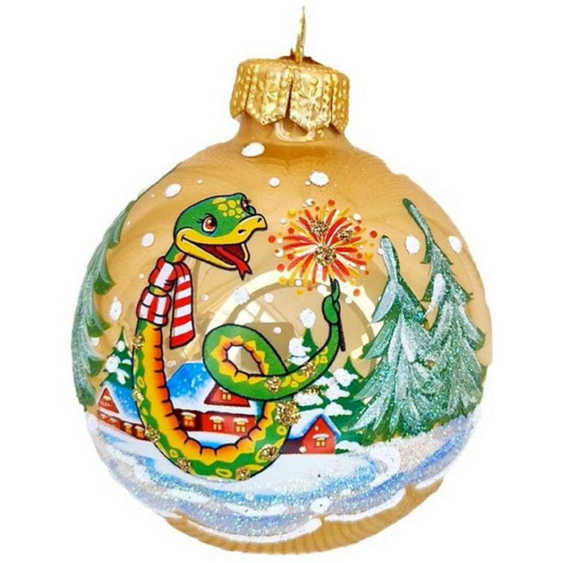 Шар Змея с бенгальским огнем Символ года,65мм,в подар.кор.НГ,КУ-65-244014