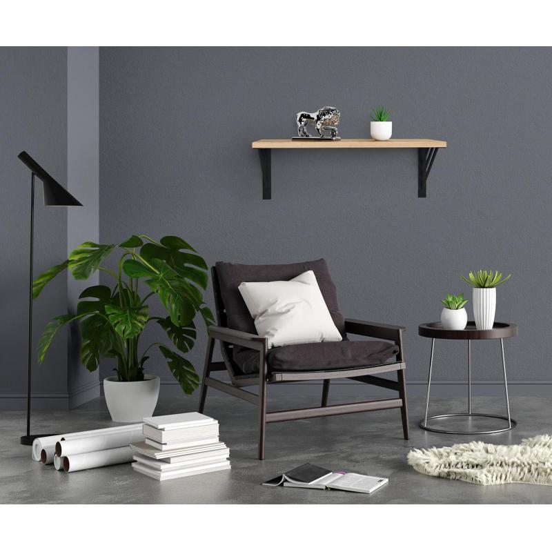 Полка KD настенная Калипсо-8, 1 ярус. каркас черный/ЛДСП дуб буратти