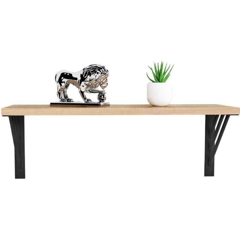 Полка KD настенная Калипсо-8, 1 ярус. каркас черный/ЛДСП дуб буратти