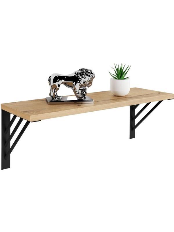 Полка KD настенная Калипсо-8, 1 ярус. каркас черный/ЛДСП дуб буратти