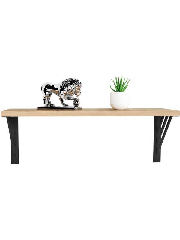 Полка KD настенная Калипсо-8, 1 ярус. каркас черный/ЛДСП дуб буратти