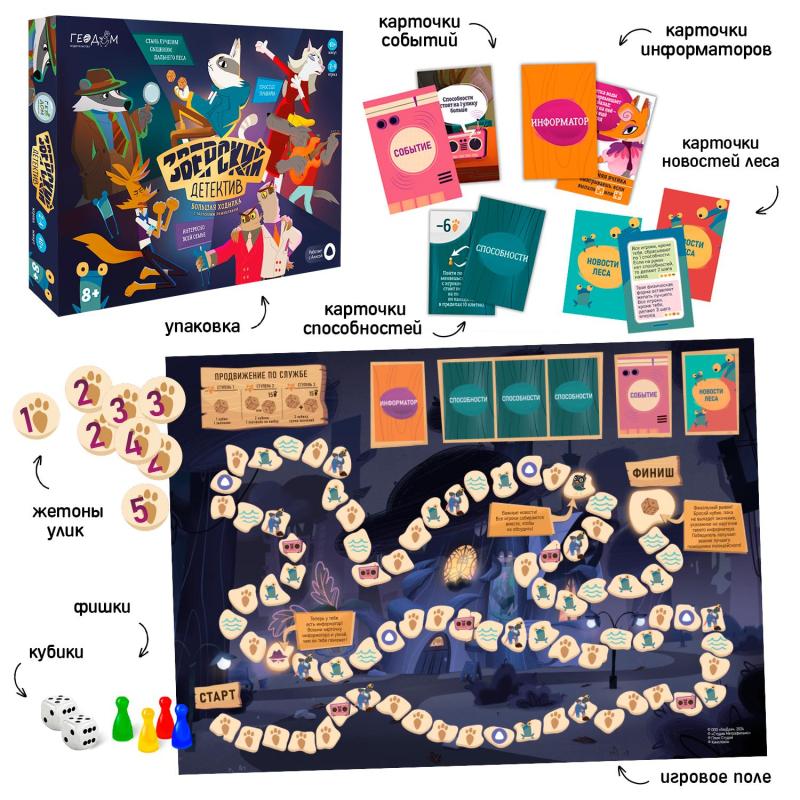 Игровой набор Большая ходилка с гол. пом. Зверский детектив, 4650348232371