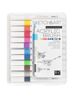 Набор маркеров-кистей акриловых Sketch&Art, 12 ЦВ., 22-0155