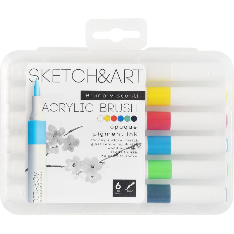 Набор маркеров-кистей акриловых Sketch&Art, 6 цв., 22-0153