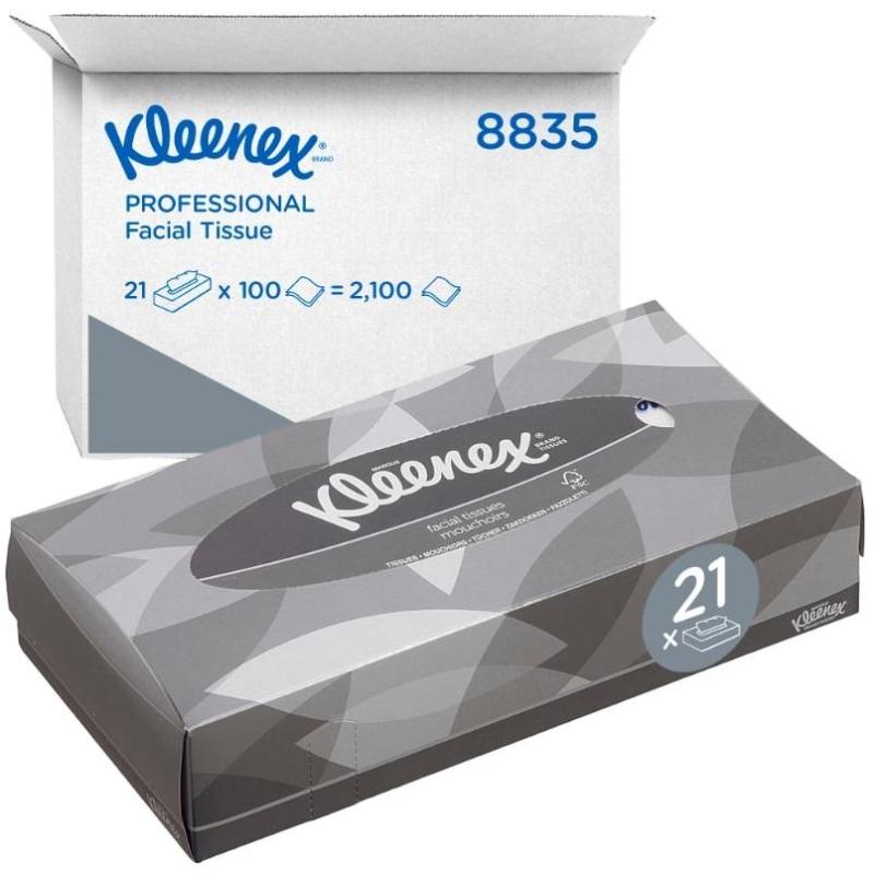 Салфетки косметические д/лица KK Kleenex 2сл б. 100 лист/кор.21 кор/уп.8835