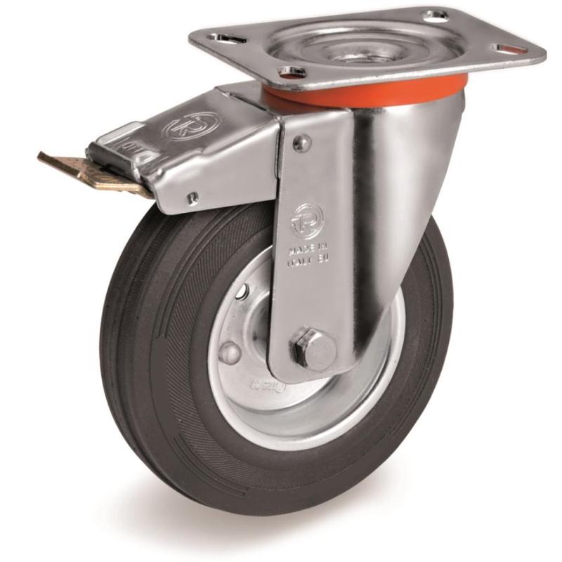 Колесо для тележки Tellure Rota 535423 поворотное с тормозом,125мм,до 130кг