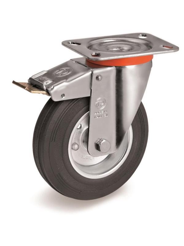 Колесо для тележки Tellure Rota 535423 поворотное с тормозом,125мм,до 130кг