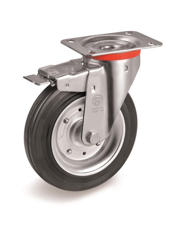 Колесо для тележки Tellure Rota 535431 поворотное с тормозом,150мм,до 170кг