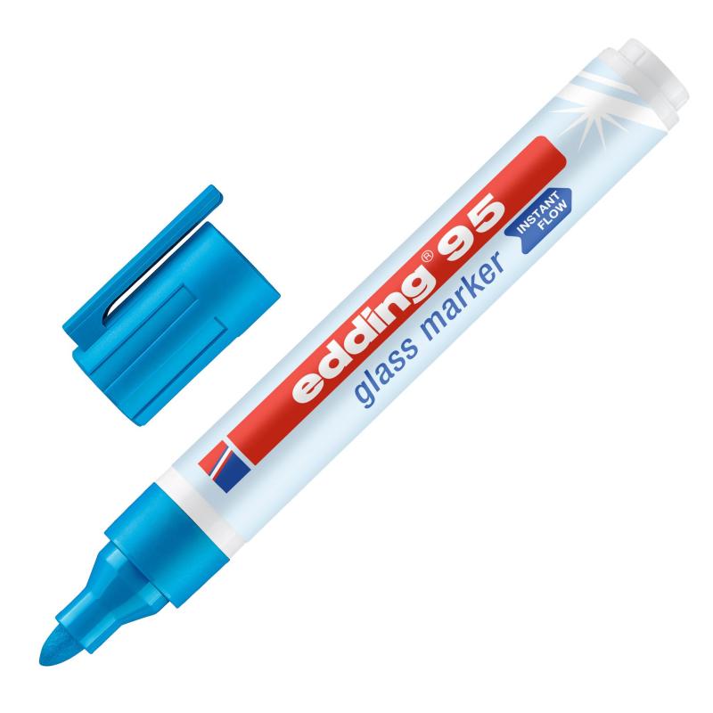 Маркер для стеклянных досок EDDING E-95/010 голубой 1,5-3мм круг.наконечник