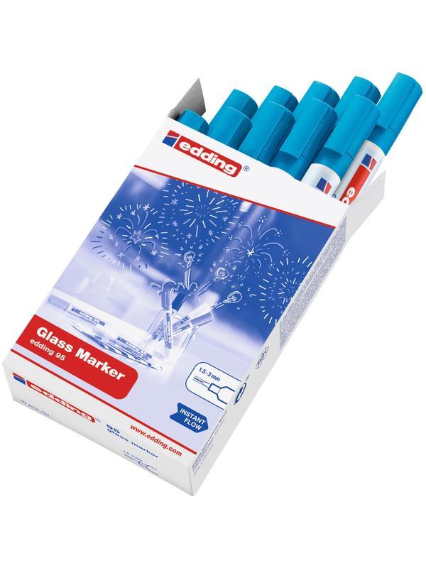 Маркер для стеклянных досок EDDING E-95/010 голубой 1,5-3мм круг.наконечник
