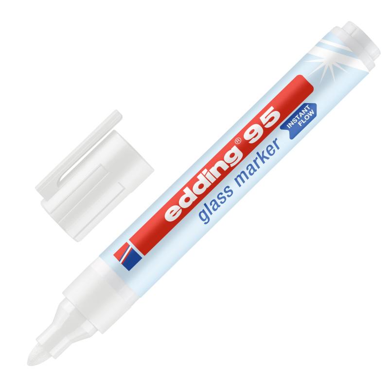 Маркер для стеклянных досок EDDING E-95/049 белый 1,5-3мм круг. наконечник