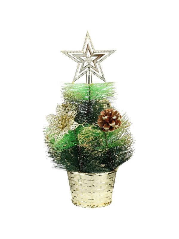 Елка Декоративная  с золотым декором в горшке, 30 см Т-4391