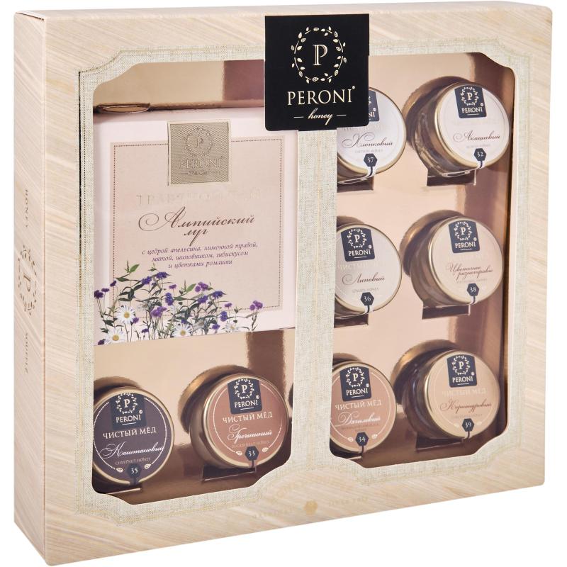 Мед и чай набор Чай& 8х30мл Peroni (жид мед)+чай 35г Альпийский луг 3наб/уп
