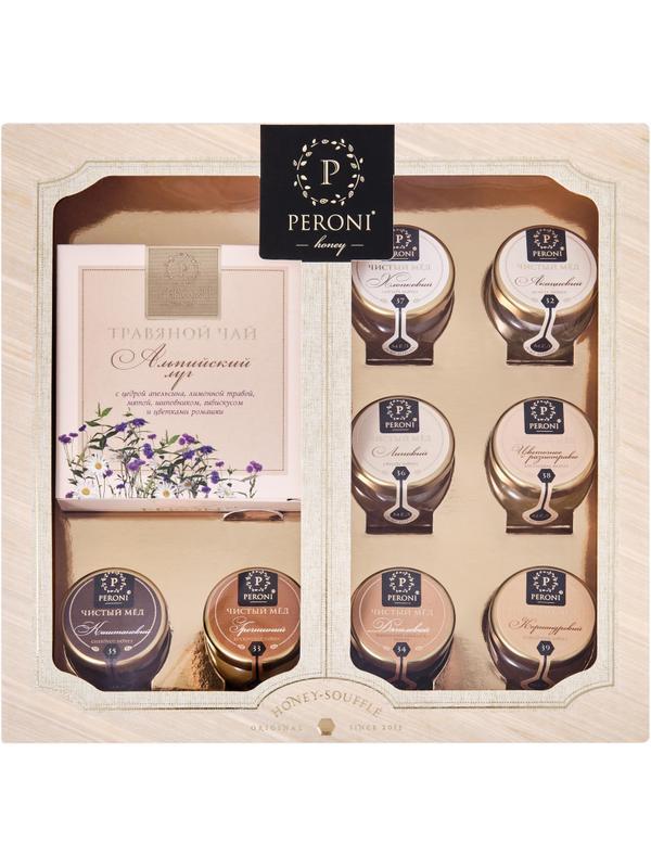 Мед и чай набор Чай& 8х30мл Peroni (жид мед)+чай 35г Альпийский луг 3наб/уп