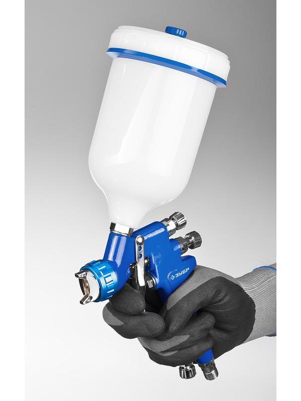 ЗУБР ПРО 300, HVLP, 1.4 мм, пневматический краскопульт с верхним бачком, Профессионал (06453-1.4)