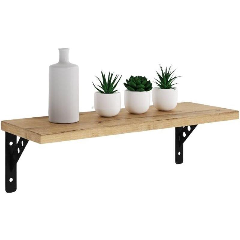 Полка KD настенная Колибри-3, 1 ярус. каркас черный/ЛДСП дуб буратти