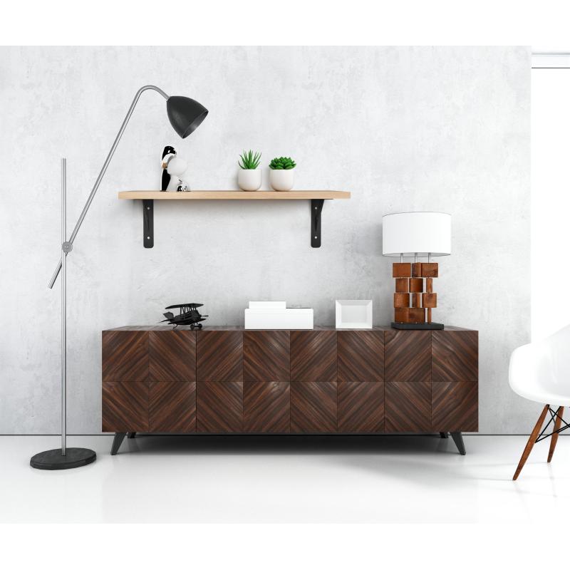 Полка KD настенная Колибри-3, 1 ярус. каркас черный/ЛДСП дуб буратти