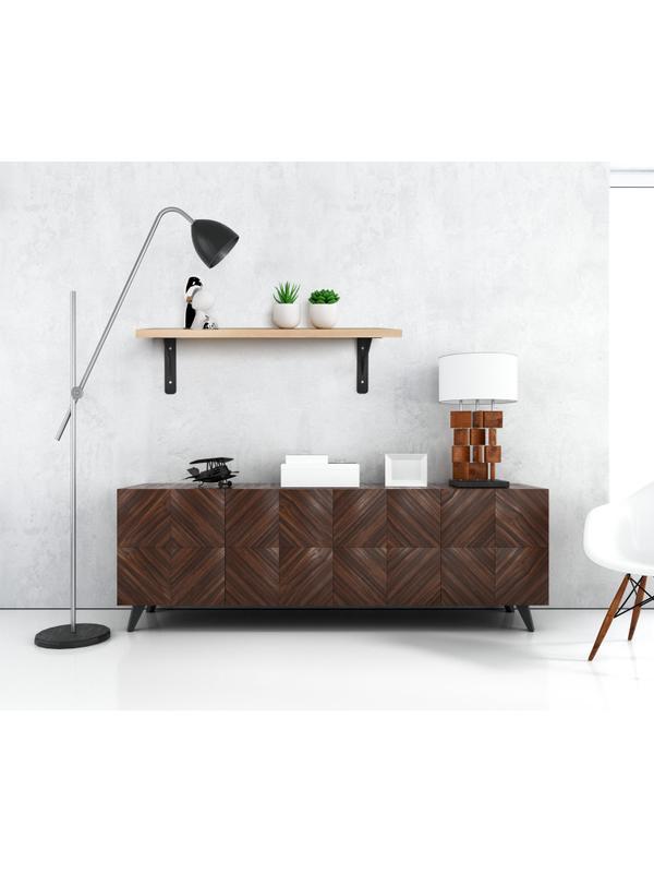 Полка KD настенная Колибри-3, 1 ярус. каркас черный/ЛДСП дуб буратти