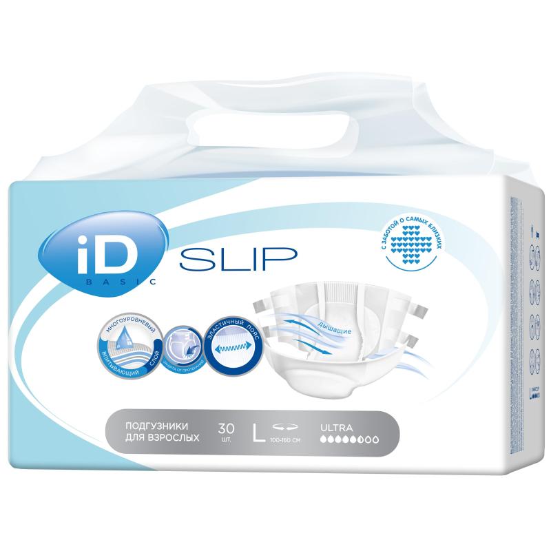 Подгузники для взрослых (L) Large iD Slip Basic 30шт/уп