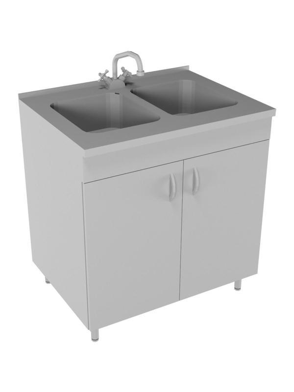 Стол лабораторный NB_Стол-мойка Теолаб НВ-800 МД-Б без сушилки серый