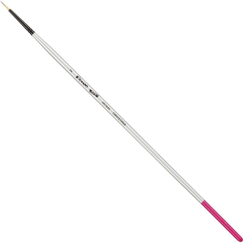 Кисть художественная Комус Арт синтетика средн.жест,кругл.,№2,длинная ручка